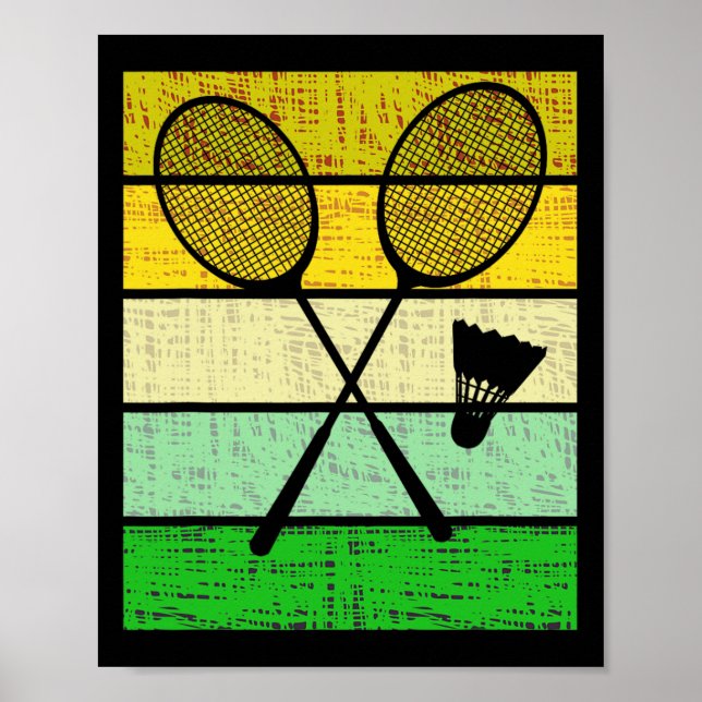 Retro Badminton Rackets und Shuttle Badminton Play Poster (Vorne)