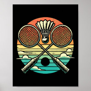 Retro Badminton Shuttle Racket Poster