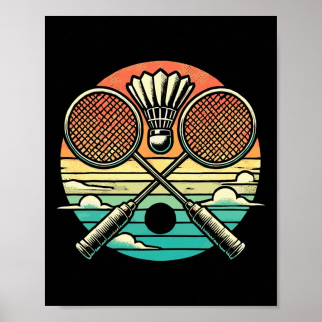 Retro Badminton Shuttle Racket Poster (Vorne)