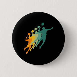 Retro Badminton Spieler Shuttle Sport Racket Coac Button