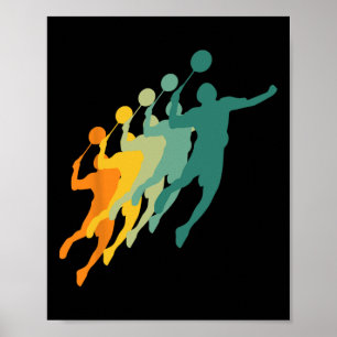 Retro Badminton Spieler Shuttle Sport Racket Coac Poster