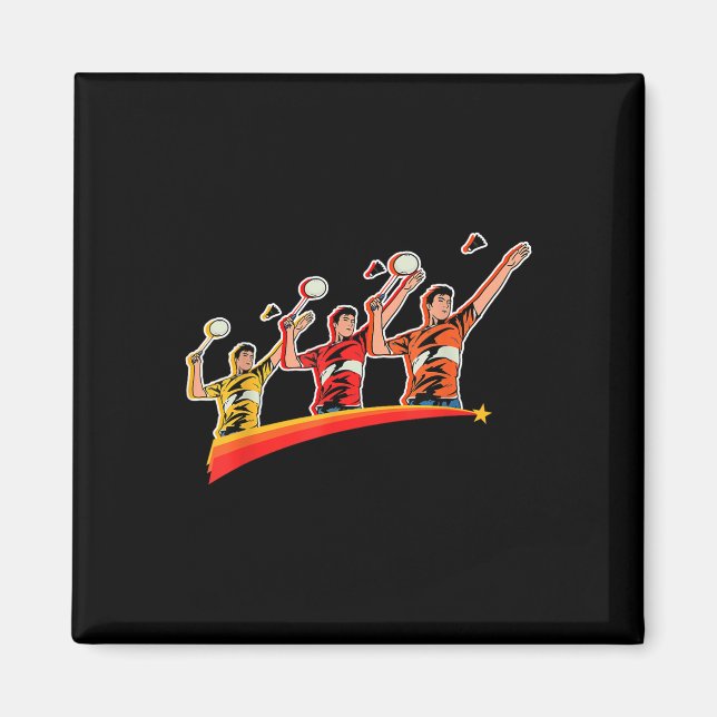 Retro Badminton Sport Spieler Shuttle  Magnet (Vorne)