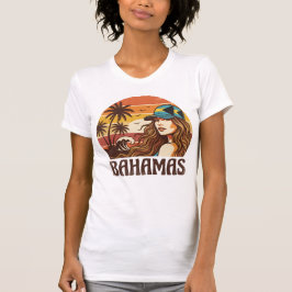 Retro Bahamas Beach Women Summer Vacation Sunset  T-Shirt