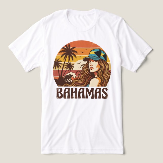 Retro Bahamas Beach Women Summer Vacation Sunset  Tri-Blend Shirt (Design Vorderseite)