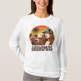 Retro Bahamas Strand Frauen Sommerurlaub Sonnenunt T-Shirt