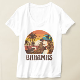 Retro Bahamas Strand Frauen Sommerurlaub Sonnenunt T-Shirt