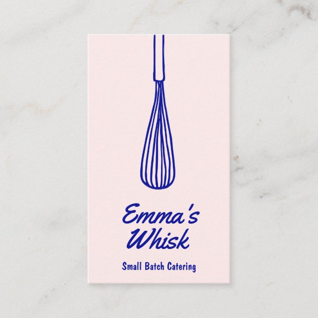Retro Baker Hand Dragezeichnetes Whisk-Logo Visitenkarte (Vorderseite)