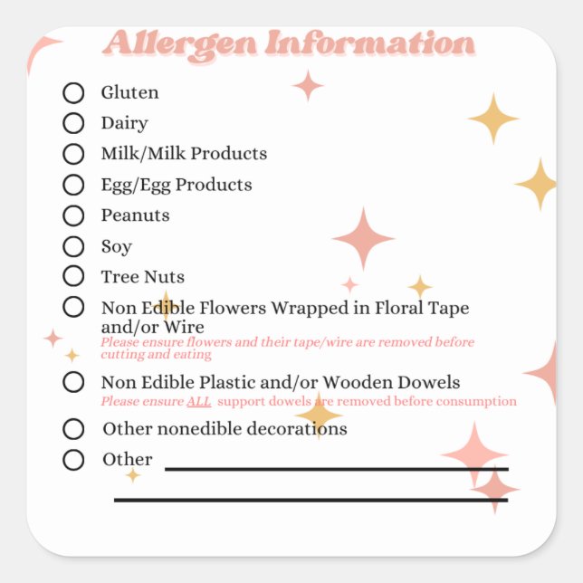 Retro Bakery Allergen Information Aufkleber (Vorderseite)