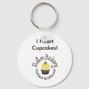Retro Bakery I Heart Cupcakes Key Chain! Schlüsselanhänger