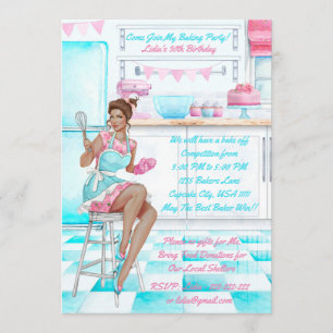 Retro Baking Cook aus dem Wettbewerb Geburtstagspa Einladung