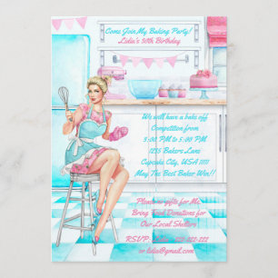 Retro Baking Cook aus dem Wettbewerb Geburtstagspa Einladung