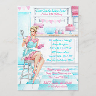 Retro Baking Cook aus dem Wettbewerb Geburtstagspa Einladung