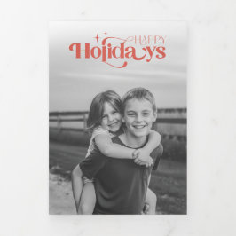 Retro Balck and White Photo Collage Christmas Dreifach Gefaltete Einladung