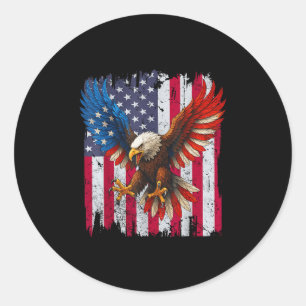 Retro Bald Eagle American Flag 4. Juli Indepen Runder Aufkleber