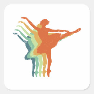 Retro Ballerina Dancer Womens Ballet Lover Geschen Quadratischer Aufkleber