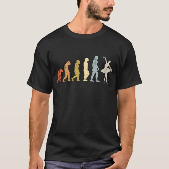 Retro Ballerina Evolution Balletentanz T-Shirt (Vorderseite)