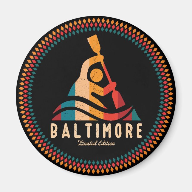 Retro Baltimore Kayaking Magnet (Vorne)