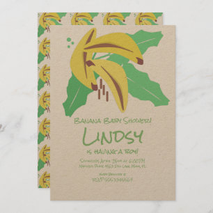 Retro Banana Lila Baby Dusche Kraft Einladung