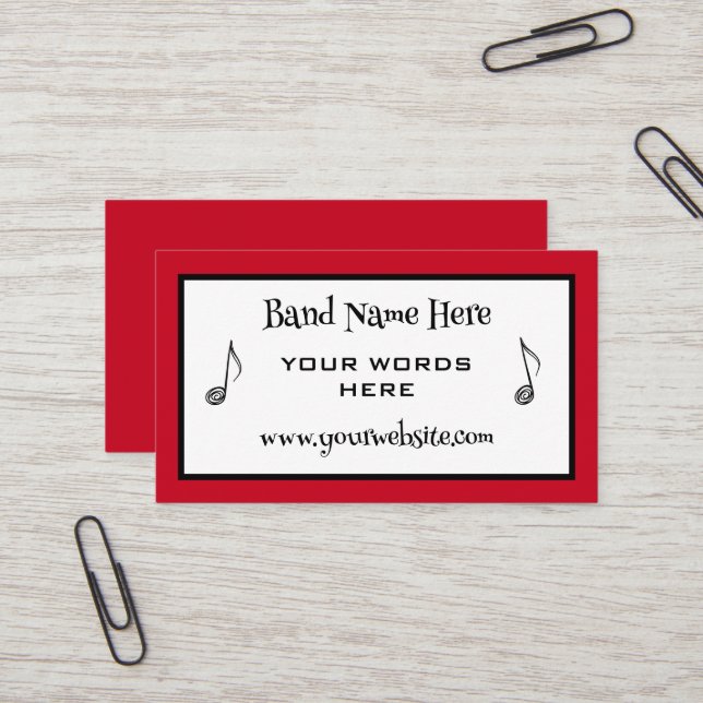 Retro Band Musiknote Business Cards Visitenkarte (Vorderseite/Rückseite Beispiel)