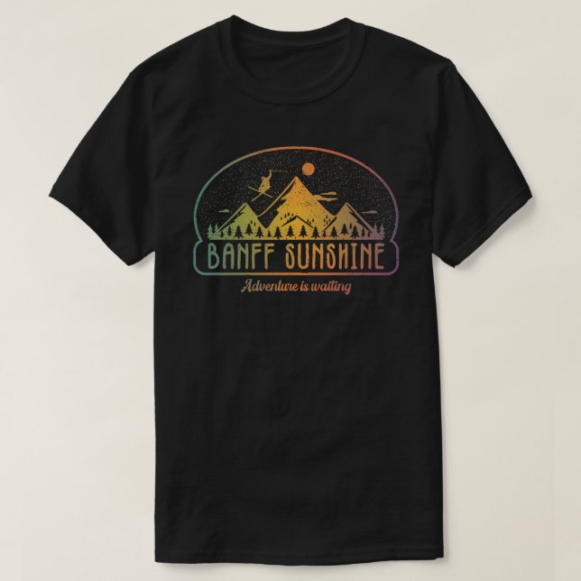 Retro Banff Sunshine Ski Adventure ist Gewartet T-Shirt (Design vorne)
