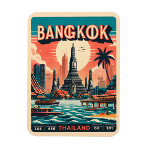 Retro Bangkok City skyline - Thailand Reisegeschen Magnet