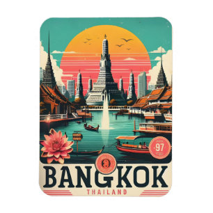 Retro Bangkok City skyline - Thailand Reisegeschen Magnet