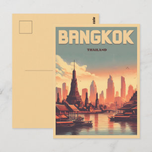 Retro Bangkok City skyline - Thailand Reisegeschen Postkarte