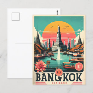 Retro Bangkok City skyline - Thailand Reisegeschen Postkarte