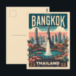 Retro Bangkok City skyline - Thailand Reisegeschen Postkarte<br><div class="desc">"Thailand decor" "Bangkok art" "Thai Street photography" "Asian travel print" "Thailändische Kulturgeschenke" "Bangkok skyline" "Thai Cuisine art" "Bangkok travel" "Thai street food print" "Südostasiendekor"</div>