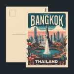Retro Bangkok City skyline - Thailand Reisegeschen Postkarte<br><div class="desc">"Thailand decor" "Bangkok art" "Thai Street photography" "Asian travel print" "Thailändische Kulturgeschenke" "Bangkok skyline" "Thai Cuisine art" "Bangkok travel" "Thai street food print" "Südostasiendekor"</div>