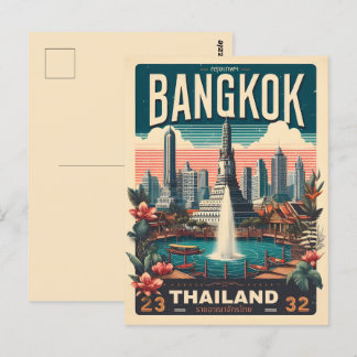 Retro Bangkok City skyline - Thailand Reisegeschen Postkarte