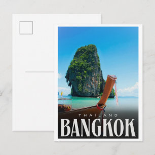 Retro-Bangkok-Stadt-Skyline - Thailand-Reisegesche Postkarte