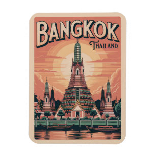 Retro Bangkok Stadt  Wat Aru Thailand Reise Gesche Magnet