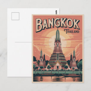 Retro Bangkok Stadt Wat Aru Thailand Reise Gesche Postkarte