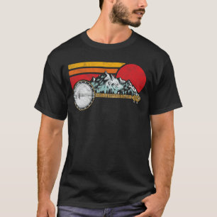 Retro Banjo Berge Sonne Skizze Surf Stil 80er fa T-Shirt