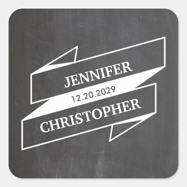 Retro Banner Chalkboard Square Sticker (Vorderseite)
