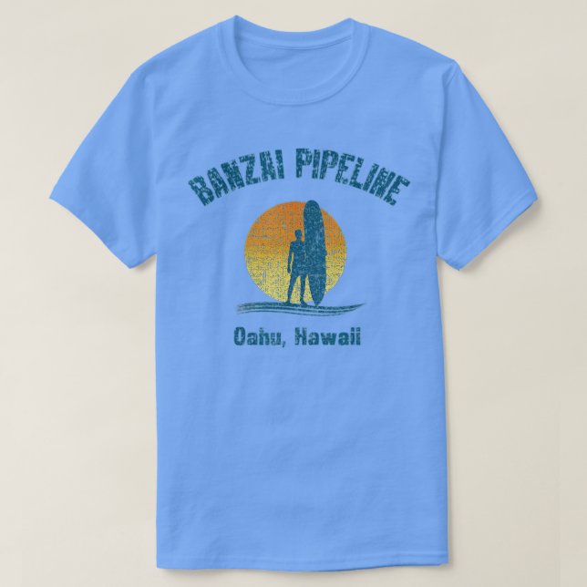 Retro Banzai Pipeline Surfer Oahu Hawaii  T-Shirt (Design vorne)
