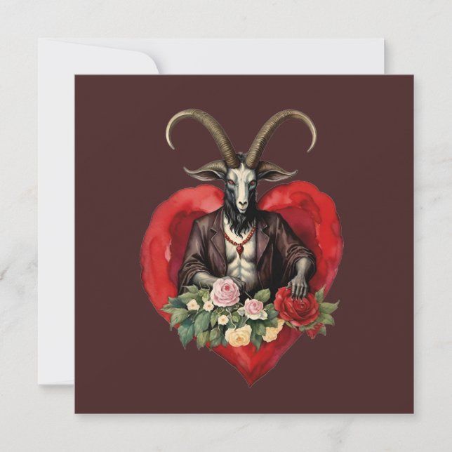 Retro-Baphomet-Gothik-Valentinstag-Liebe Feiertagskarte (Vorderseite)