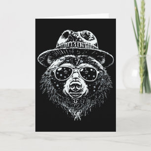 Retro-Bär beim Skifahren mit Sonnenbrille Cooles B Karte