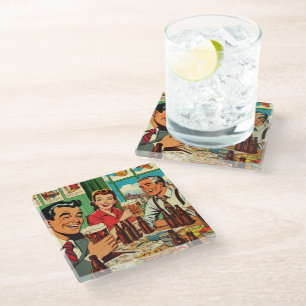 Retro-Bar-Bier-Comicen Glasuntersetzer