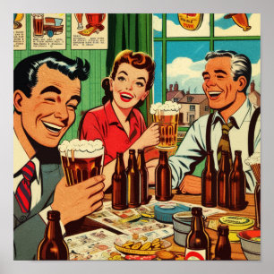 Retro-Bar-Bier-Comicen Poster