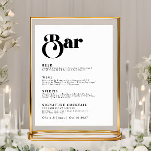 Retro Bar Drinks Menü Vintage Typografie   Schwarz Poster