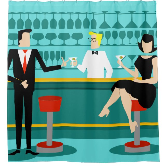 Retro Bar-Duschvorhang Duschvorhang (Vorderseite)