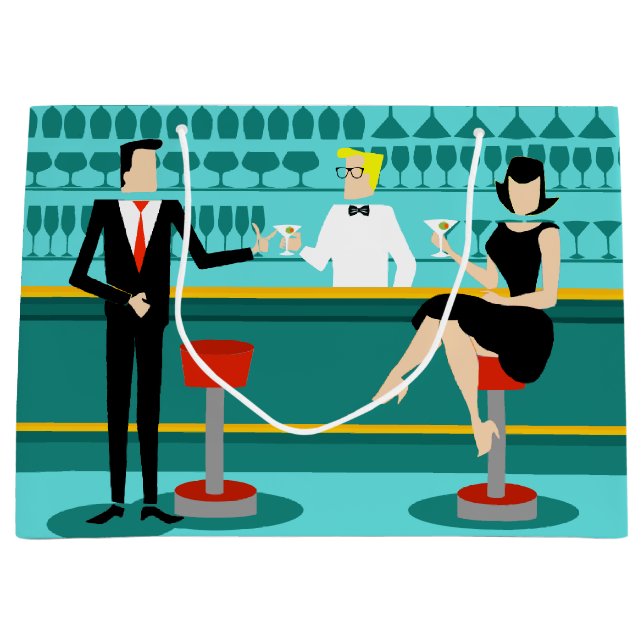 Retro Bar-Geschenk-Tasche Große Geschenktüte (Vorderseite)