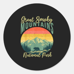 Retro-Bär Great Smoky Mountains Nationalpark  Runder Aufkleber