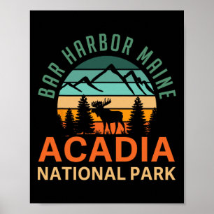 Retro Bar Harbor Maine Acadia Nationalpark Elch Poster