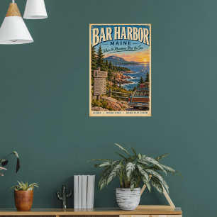 Retro Bar Harbor Maine Reiseplakat Acadia Wand Poster