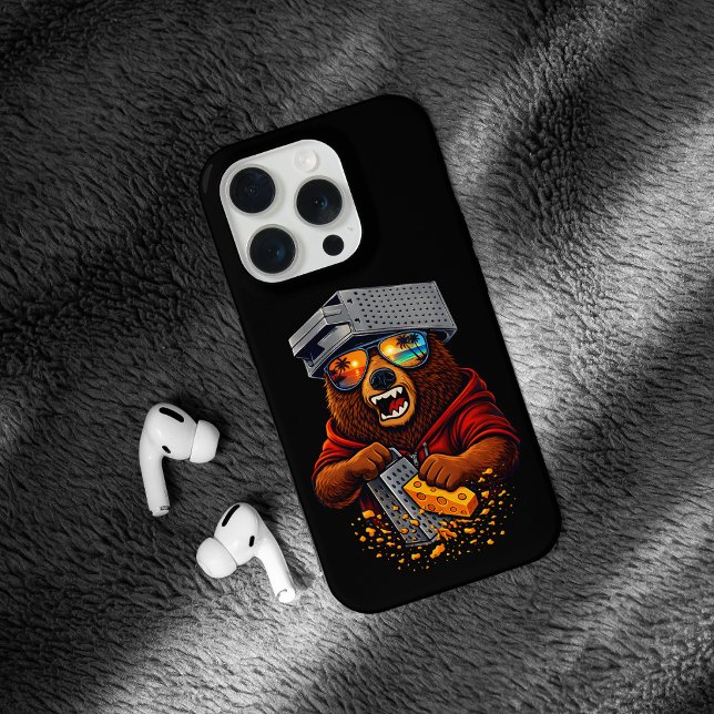 Retro-Bär mit Käsehobel-Hut und Sonnenbrille iPhone Hülle (Von Creator hochgeladen)