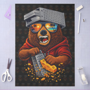 Retro-Bär mit Käsehobel-Hut und Sonnenbrille Seidenpapier