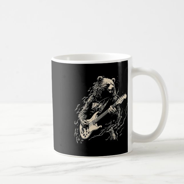 Retro Bär spielen Gitarre Bären Gitarre Musi Kaffeetasse (Rechts)